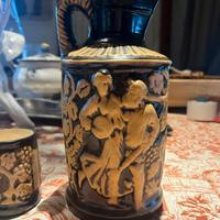 Raro set antico fatto a mano in ceramica smaltata