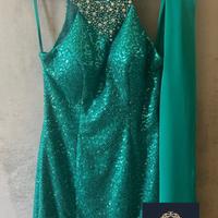 Abito Carlo Pignatelli con paillettes verde - M