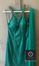 Abito Carlo Pignatelli con paillettes verde - M