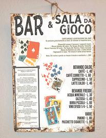 Bar listino sala gioco carte scopa ramino poker
