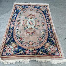 TAPPETO BLU FIORI ROSA