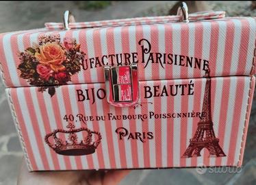Cofanetto portagioie stile parigino rosa a righe