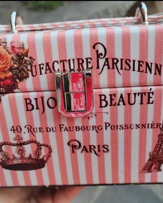 Cofanetto portagioie stile parigino rosa a righe
