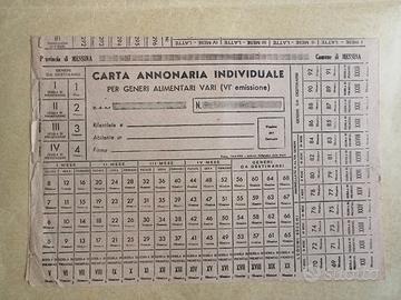 Cimelio 1940 tessera per generi alimentari 