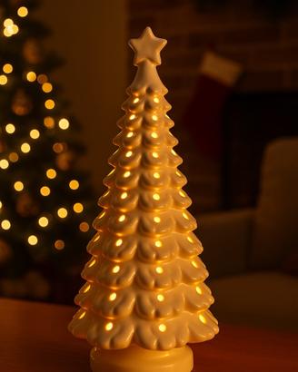 Albero di Natale, luminoso in ceramica bianca