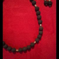 collana e orecchini pietra lavica nera dalle canar