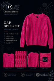 Maglione GAP donna M fucsia traforato cotone