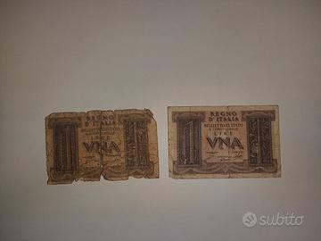 Banconote Una Lira 1939 Regno d'Italia V.E.III WW2