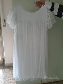 Vestito bianco Benetton in tulle plumetis - 13/14 