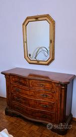 Cassettone e comodini in radica di noce + specchio