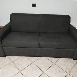 Divano letto 2/3 posti grigio con rete e materasso