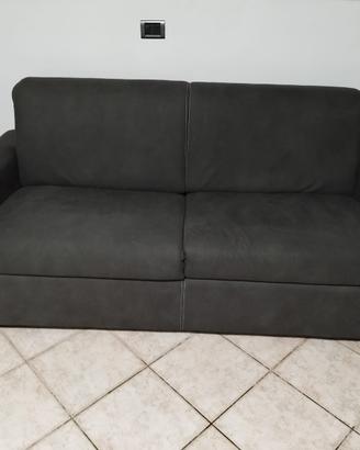 Divano letto 2/3 posti grigio con rete e materasso