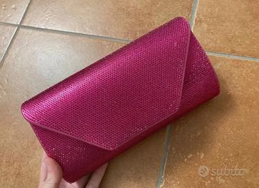 Pochette pink borsa piccola rosa fon strass nuova