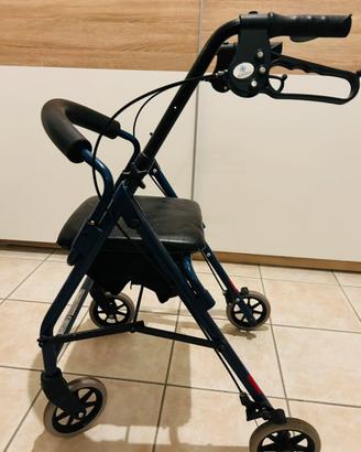 Deambulatore pieghevole 4 ruote con seduta e freni