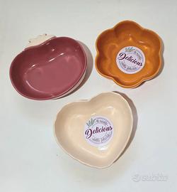 Set di tre graziose ciotole monoporzione in cerami