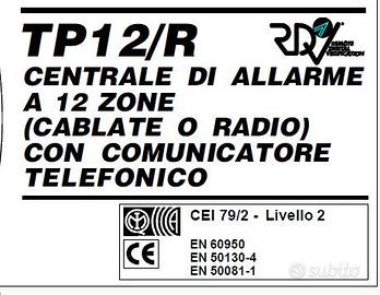 Centrale di allarme Tecnoalarm TP12/R