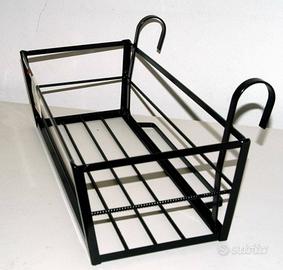 Balconiera in acciaio a ganci tondi cm. 50x23x16 h