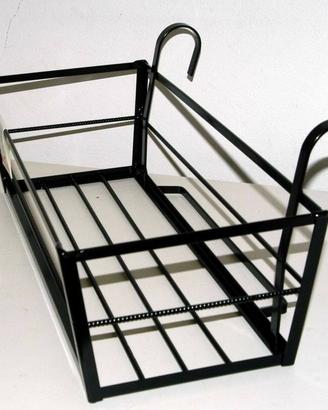 Balconiera in acciaio a ganci tondi cm. 50x23x16 h