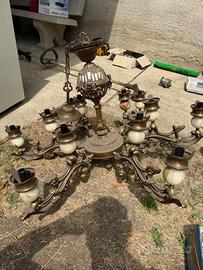 Lampadario antico in ottone