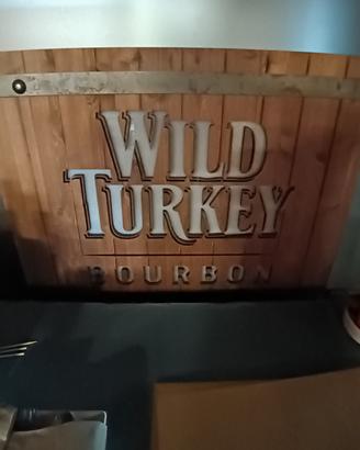 Insegna luminosa in legno WILD TURKEY