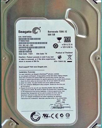 Hard Disk SEAGATE e WESTERN D. da 500 G Serial Ata