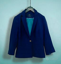 Blazer blu acceso fodera turchese Zara