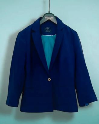 Blazer blu acceso fodera turchese Zara