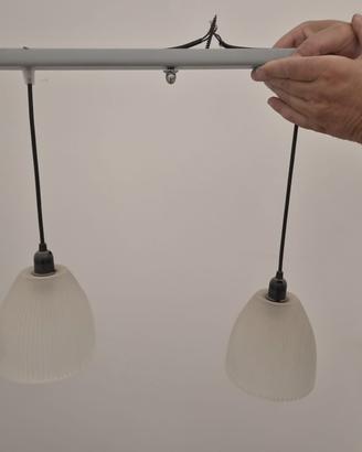 Lampadario 2 luci sospensione vetro satinato E14