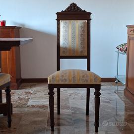 Set 6 sedie classiche in legno massello e tessuto