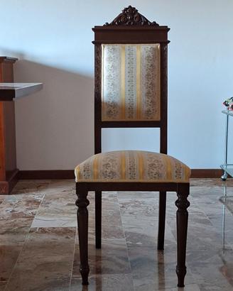 Set 6 sedie classiche in legno massello e tessuto