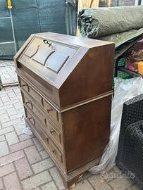 Scrittoio / Ribalta vintage in legno con cassetti