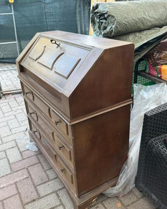 Scrittoio / Ribalta vintage in legno con cassetti
