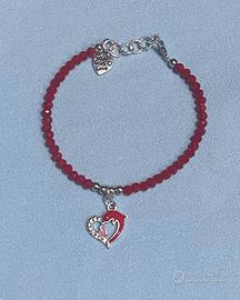 BRACCIALE CUORE CON DELFINO ROSSO FATTO A MANO