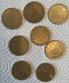 Set di otto monete da 200 lire della Repubblica it