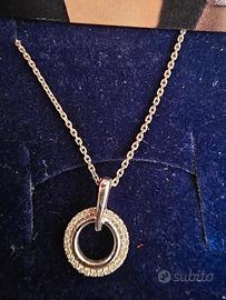 Ciondolo oro bianco 750  con brillantini