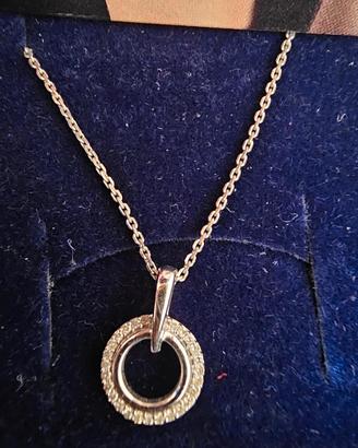 Ciondolo oro bianco 750  con brillantini