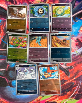 Set 8 carte Pokémon pokeball luce nera ita