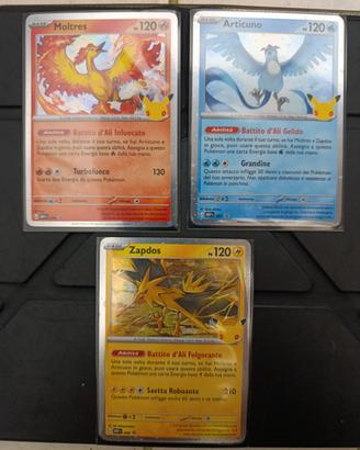 Lotto tre Pokemon promo 30 th anniversario 