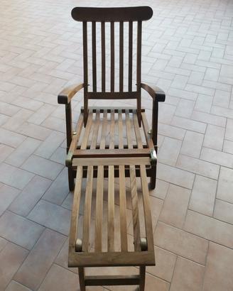 Sedia a sdraio "Foppapedretti" in teak. 