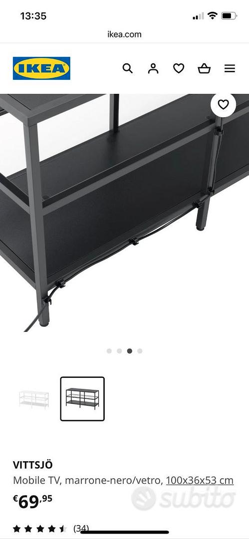 VITTSJÖ mobile TV, marrone-nero/vetro, 100x36x53 cm - IKEA Italia