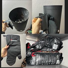 accessori barbecue (fornace, guanto e carbonella)