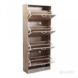 Scarpiera Con 4 Ante In Legno Design 60x24x150 H