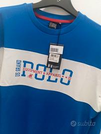 Felpa girocollo in cotone blu tg XL