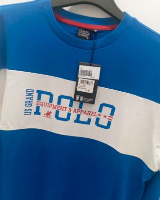 Felpa girocollo in cotone blu tg XL