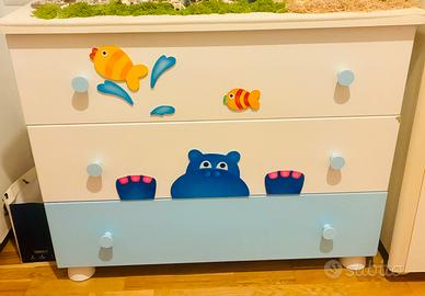 Cassettiera, fasciatoio e settimino Azur