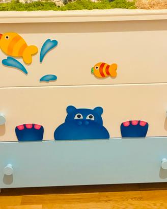 Cassettiera, fasciatoio e settimino Azur