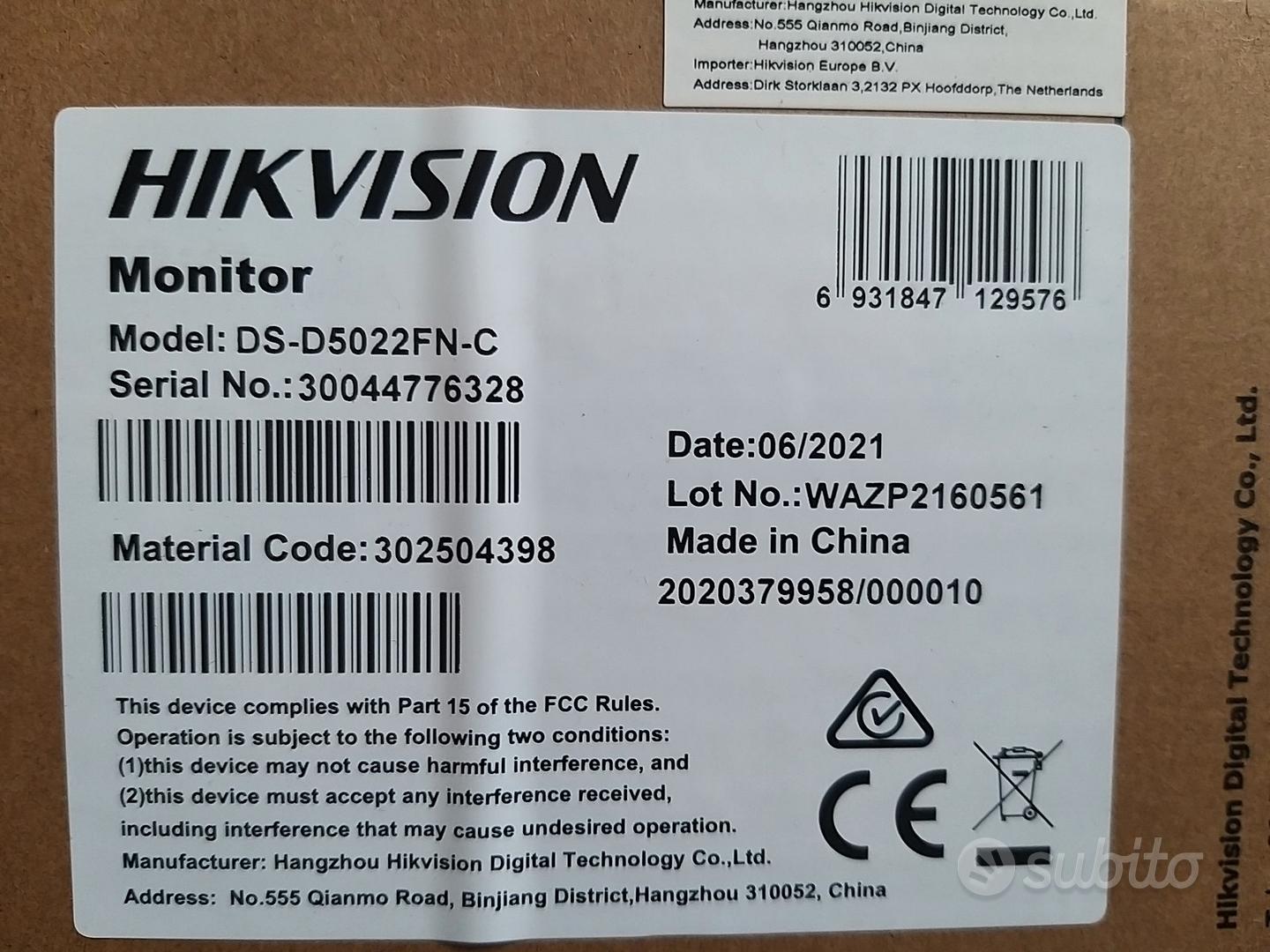 DS-D5022FN-C MONITOR HIKVISION 22 POLLICI