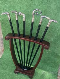 lotto 10 bastoni animali+2 supporti legno
