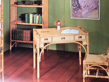 scrivania in manao e midollino vintage