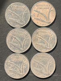 6 Monete 10 Lire "Spighe" Anni 1951 - 1955